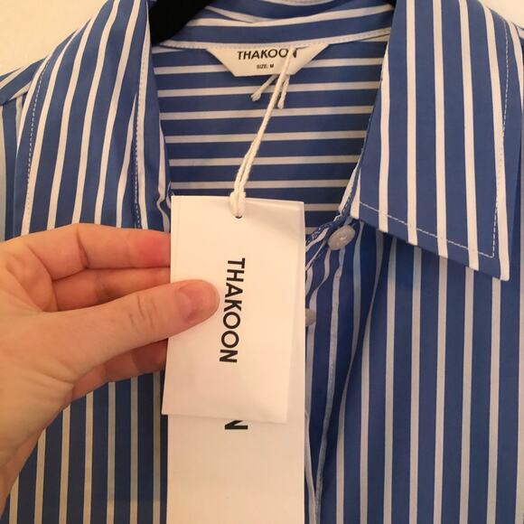 NWT NEW Thakoon Oversized Blue Striped Button Down Top - Picture 5 of 9